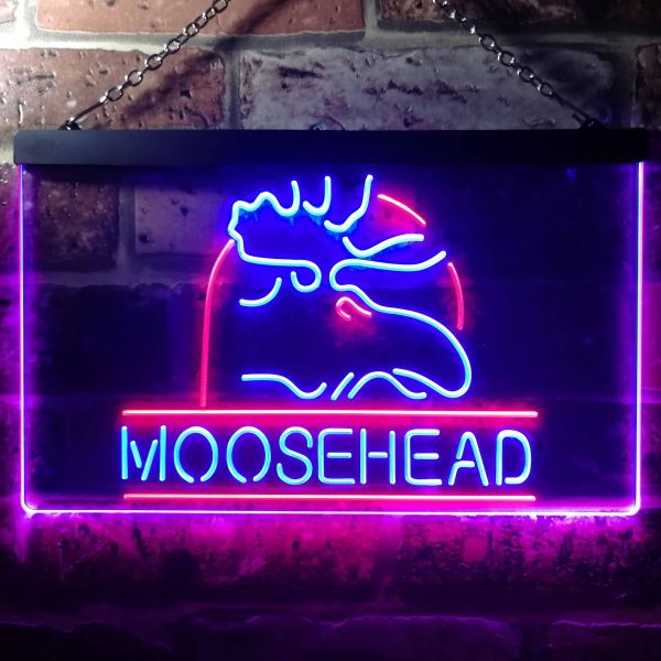 Moosehead Lager Moose Logo Dual LED Neon Light Sign